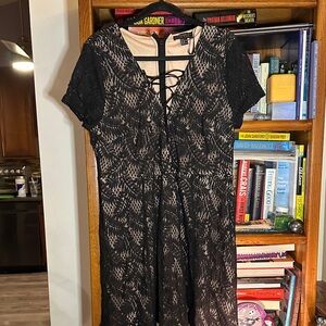 Forever 21 Black Lace-Up Dress